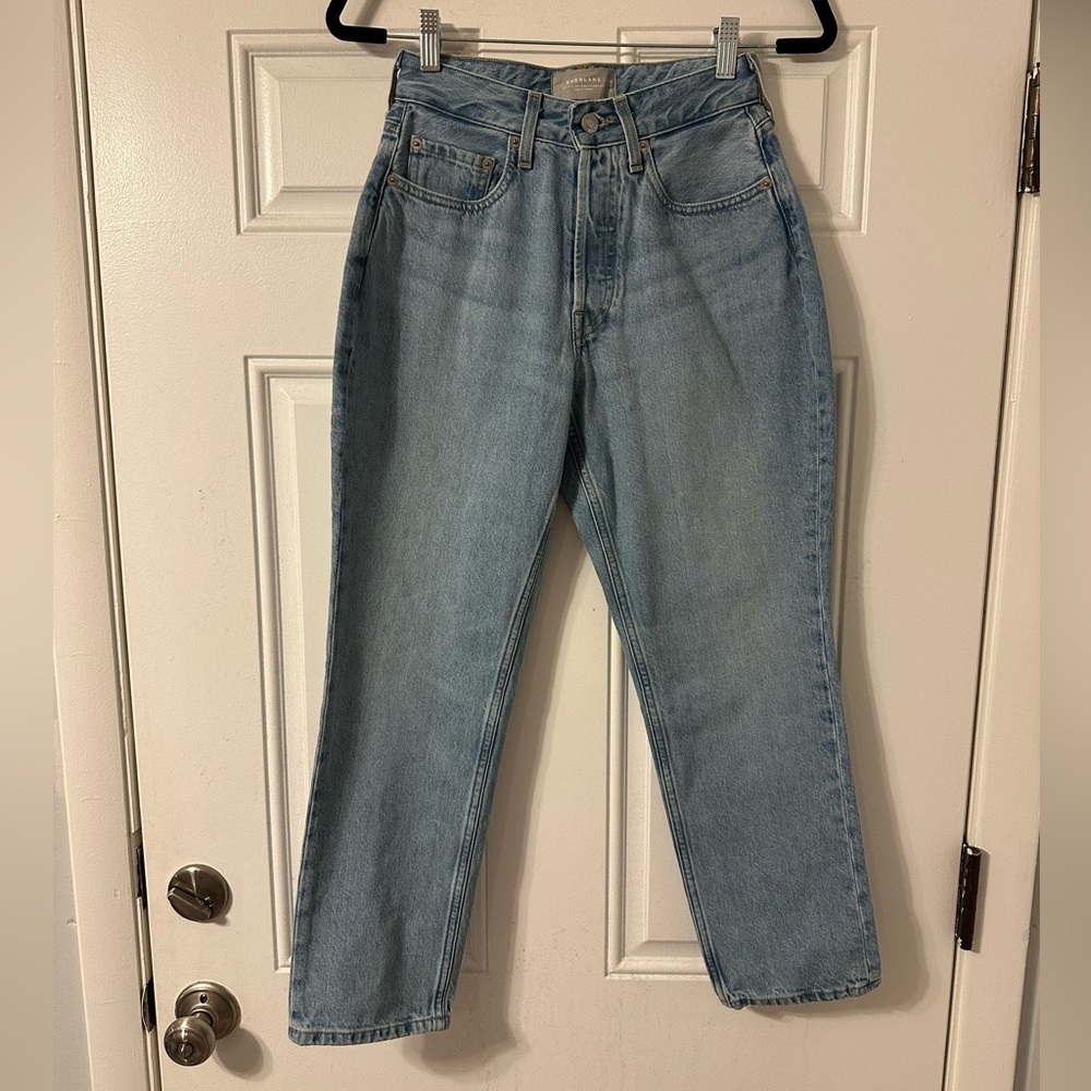 EVERLANE The Curvy 90s Cheeky Straight Jeans Button Fly blue‎ size 25 ankle